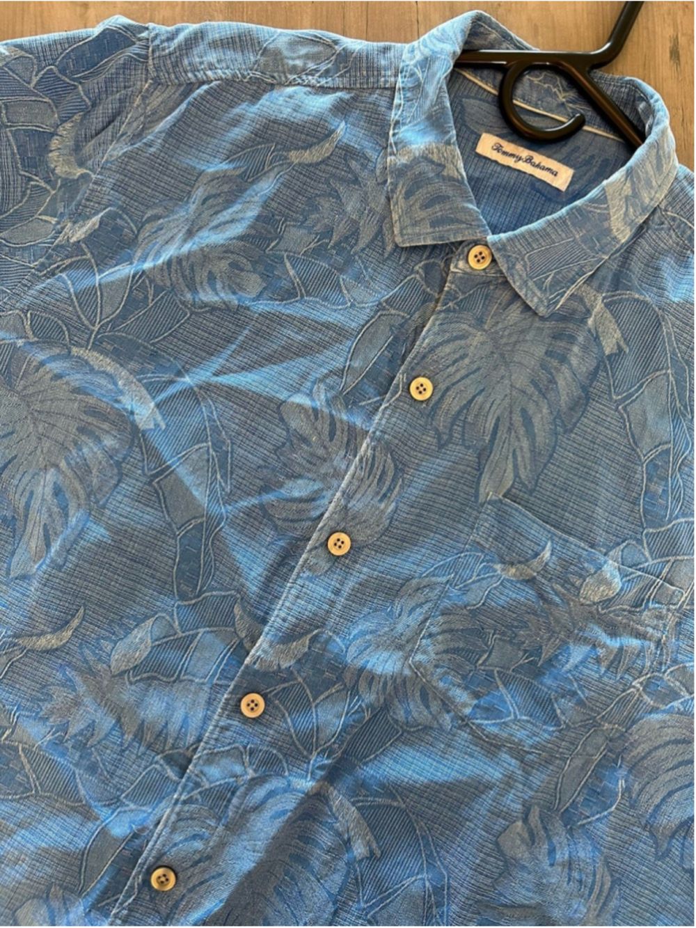 Mens Tommy Bahama Short Sleeve Hawaiian Button Down Shirt Sz XL Blue Floral Silk